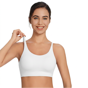 Soutien-gorge de sport pour femme, couleur unie bleu, pour yoga - Product Image 4