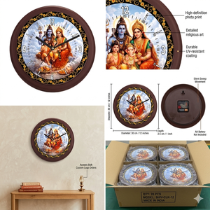 Personalized Printed Hindu God Shiv Family Wall Clock for Promotional Use at Home Temple Christmas or New Year - Product Image 2