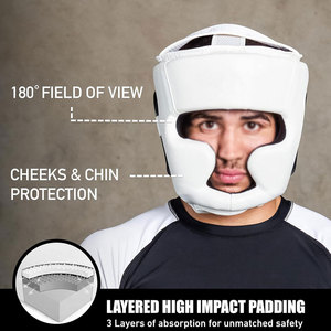 Econex Sports <b>Boxing</b> Head Guard PU Leather Blue Impact Resistant Double Visor Air Vents Hook Loop Closure Adults Unisex Sport - Product Image 6