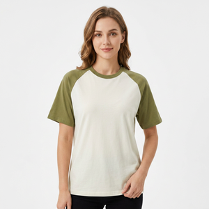 Men's <b>Raglan</b> <b>Sleeve</b> <b>T</b>-<b>Shirt</b> Solid Color Block O-Neck Casual Fit Knitted Fabric Contrast Trim Regular Length - Product Image 3