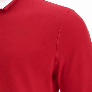 <b>Red</b> Rib Rugby Jersey Long Sleeve Polo Style Team Shirt Sports Uniform Athletic Wear Match Training Apparel Outdoor Game Clothing - Product Image 5