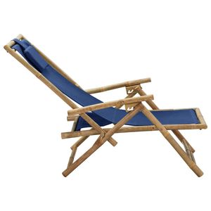 Design rilassante sedia da giardino reclinabile in bambù e tessuto blu Navy - Product Image 4
