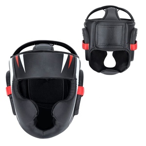 Protector de cabeza de boxeo de cuero PU de retazos con logotipo personalizado, material de entrenamiento cómodo, protege la cabeza de boxeo, cascos - Product Image 1