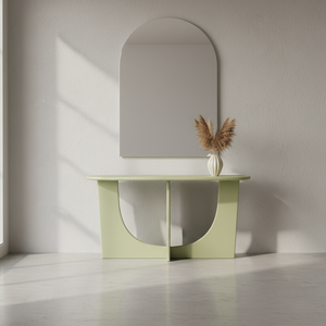 MESA DE CONSOLA/MESITA DE APORTE con Madera de Caucho Duradera y Chapa de Roble MDF para Comedor y Restaurante, Decoración del Hogar, Color VERDE - Product Image 2