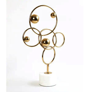 Escultura decorativa abstracta de plata con Base de mármol, para sala de estar, dormitorio y decoración del hogar, estándar - Product Image 5