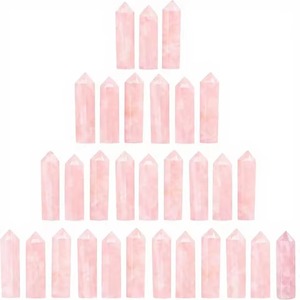 Pointes de cristal de quartz rose polies, pierres précieuses roses en forme de crayon pour la décoration intérieure, artisanat sur le thème de l'amour, bricolage - Product Image 3