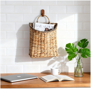 Decorative Water Hyacinth <b>Hanging</b> <b>Basket</b>, Handwoven Wall Storage Organizer for <b>Garden</b> Balcony Living Room and Kitchen Decor - Product Image 2