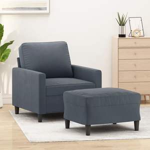 Sillón de terciopelo gris oscuro de 23,6 pulgadas con reposapiés para sala de estar - Product Image 1