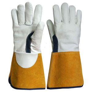 Gants de soudage 14 pouces en cuir de chèvre et croûte de vache, résistants à la chaleur, pour MIG TIG, gants de travail de sécurité robustes, EPI, OEM - Product Image 1