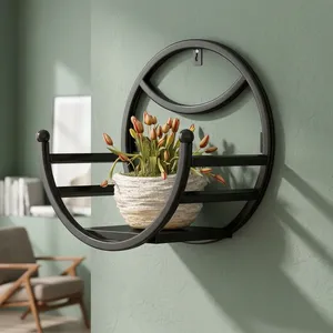 Soporte de pared para macetas, cesta colgante para plantas, soporte decorativo de metal para macetas, estante de pared para plantas de interior. - Product Image 4
