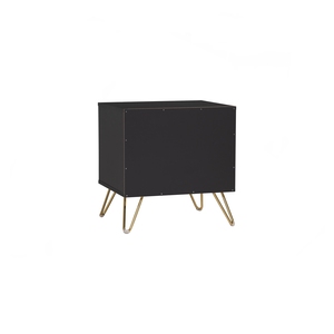 Table de chevet moderne noire en stock, avec deux tiroirs de rangement, en panneaux de particules, pour chambre et salon - Product Image 6