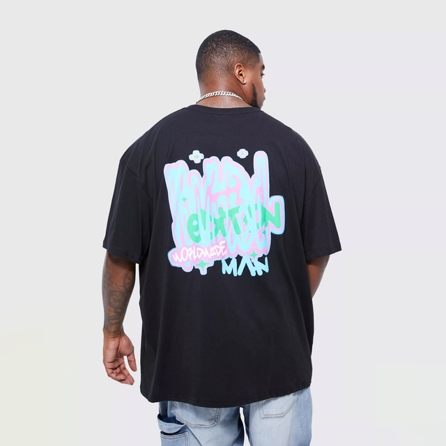 Wholesale 100% Cotton Men's Oversized T-Shirt Custom Logo Puff Printing Front Breathable Anti-Wrinkle T-Shirt for Men