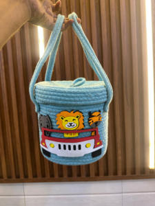 Unicorn Fantasy Woven Cotton <b>Rope</b> <b>Basket</b> with Lid Mint Pink Nursery Toy <b>Storage</b> Whimsical Girls Decor Boutique Artistry By PR - Product Image 4
