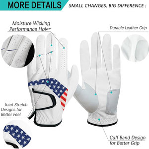 Guantes de Golf Sublimados al por Mayor para Hombre, Diseño de Bandera Americana, Dedos Completos, Mano Derecha, Cuero Genuino - Product Image 4