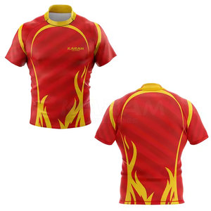 Sports Wear 100% Polyester Short Sleeve Rugby Jersey Premium Quality Lightweight Quick Dry Breathable for Adult - Product Image 6