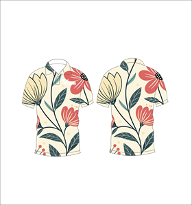 เสื้อโปโลลายดอกไม้สำหรับผู้ชาย พิมพ์ลายทั้งตัว แขนสั้น สไตล์ลำลอง เหมาะสำหรับเล่นกอล์ฟ - Product Image 1