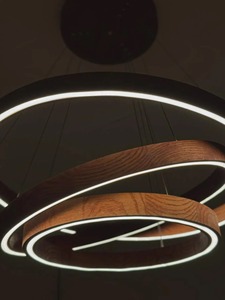 KHOOSI OVERSEAS Wooden Circle Pendant <b>Light</b> With LED Ring Design For Indoor Lighting <b>Fixtures</b> - Product Image 2