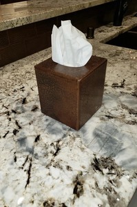 Elegant Distressed Brown Hammered Metal Waterproof Eco-Friendly Handmade Wall-Mounted Tissue Dispenser <b>Case</b> for <b>Vanity</b> Premium - Product Image 6