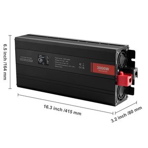 Inverter di Potenza a Onda Sinusoidale Pura da 3000 Watt, DC 12V AC 120V, Display LCD, Protezione da Sovratensione 15V, 2 Prese AC, 2 Porte USB, 1 Porta Type C 5V 110V - Product Image 5