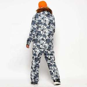 <b>Men's</b> Waterproof Camouflage Ski Suit Two Piece Winter <b>Thermal</b> Jacket and Pants <b>Set</b> Fur Hood Windproof Snowboard Suit Sportswear - Product Image 3