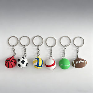 QYS <b>Custom</b> 3D PVC Rubber Football Mascot Keychain Cartoon Silicone <b>Key</b> <b>Ring</b> Sports Souvenir Gift - Product Image 5