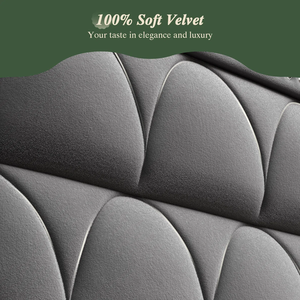 Tête de lit moderne en bois massif et velours, style Vietnam, avec structure en métal, 56,3'' H x 79,13'' L x 6,3'' P, Nouveau modèle OEM, Taille King, MD05 - Product Image 5