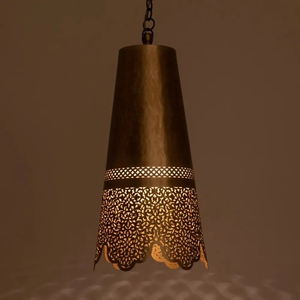 โคมไฟจี้รูปกรวยสีบรอนซ์ ลายฉลุ แสงเงาแปลกตา สะท้อนแสงสวยงาม - Product Image 1