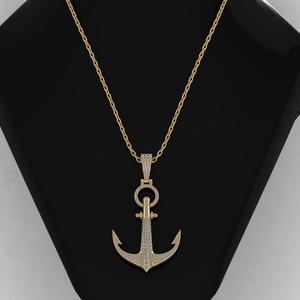 Colgante de Lujo Geométrico con Diseño Náutico de Ancla, Chapado en Oro de 14K y Rodio, Plata 925, con Incrustaciones de Circonitas, Joyería Fina para Hombre, Más Vendido - Product Image 2