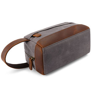 Sac de toilette promotionnel en cuir et toile portable tendance 2026 pour hommes - Product Image 5