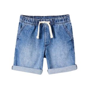 Pantalones cortos de mezclilla de algodón suave para niños, pantalones cortos informales de cintura elástica de tiro medio para niños, pantalones cortos de verano - Product Image 1