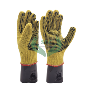 ถุงมือทำงานผ้าฝ้ายสีเหลืองถุงมือนิรภัยกันลื่น - Product Image 3