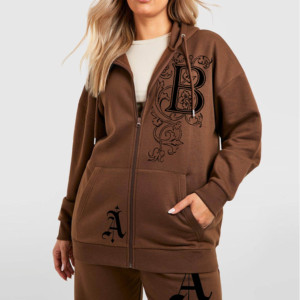 Women Plus Size 2 in 1 Printed Velour Tracksuit Set Hooded Full Length <b>Pants</b> Side Pockets Solid Color Casual Autumn Wear - Product Image 4