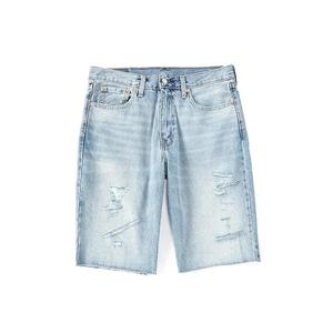 Shorts Casuales de Mezclilla Azul Claro para Hombre, Cintura Alta Elástica, Estilo Casual, Secado Rápido - Product Image 1