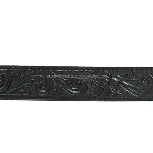 Solid Black Premium <b>Leather</b> Wester hand tooling <b>belt</b> with floral embossed design tooled <b>leather</b> cowboy cowgirl <b>belt</b> - Product Image 3