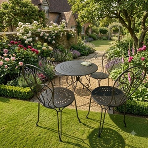 Heavy Duty Wrought Iron Patio Dining Set Weather Resistant <b>Outdoor</b> Garden Furniture <b>Table</b> <b>and</b> <b>Chairs</b> - Product Image 4