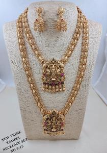 Collar corto y aretes Jhumka a juego de Lord Venkateswara Balaji, conjunto de joyería divina para uso festivo. - Product Image 1