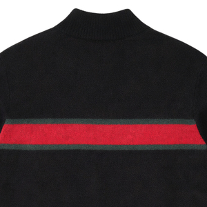 Cardigan en laine et acrylique noir pour homme, col zippé, motif géométrique, tricot épais anti-boulochage, vêtement d'hiver - Product Image 5