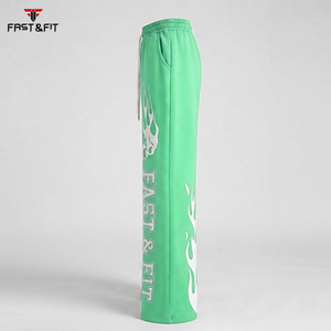 Custom Men Loose Pants Solid Color Joggers Sweat Pants Flared Sweatpants With Logo Digital Print mens pants - Product Image 3