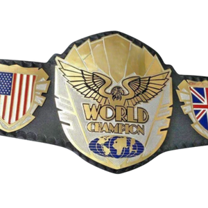 Ceinture de champion du monde avec drapeaux internationaux Canada, États-Unis, Royaume-Uni, Mexique, Japon, plaqué or, sangle noire, ceintures de championnat de collection - Product Image 5