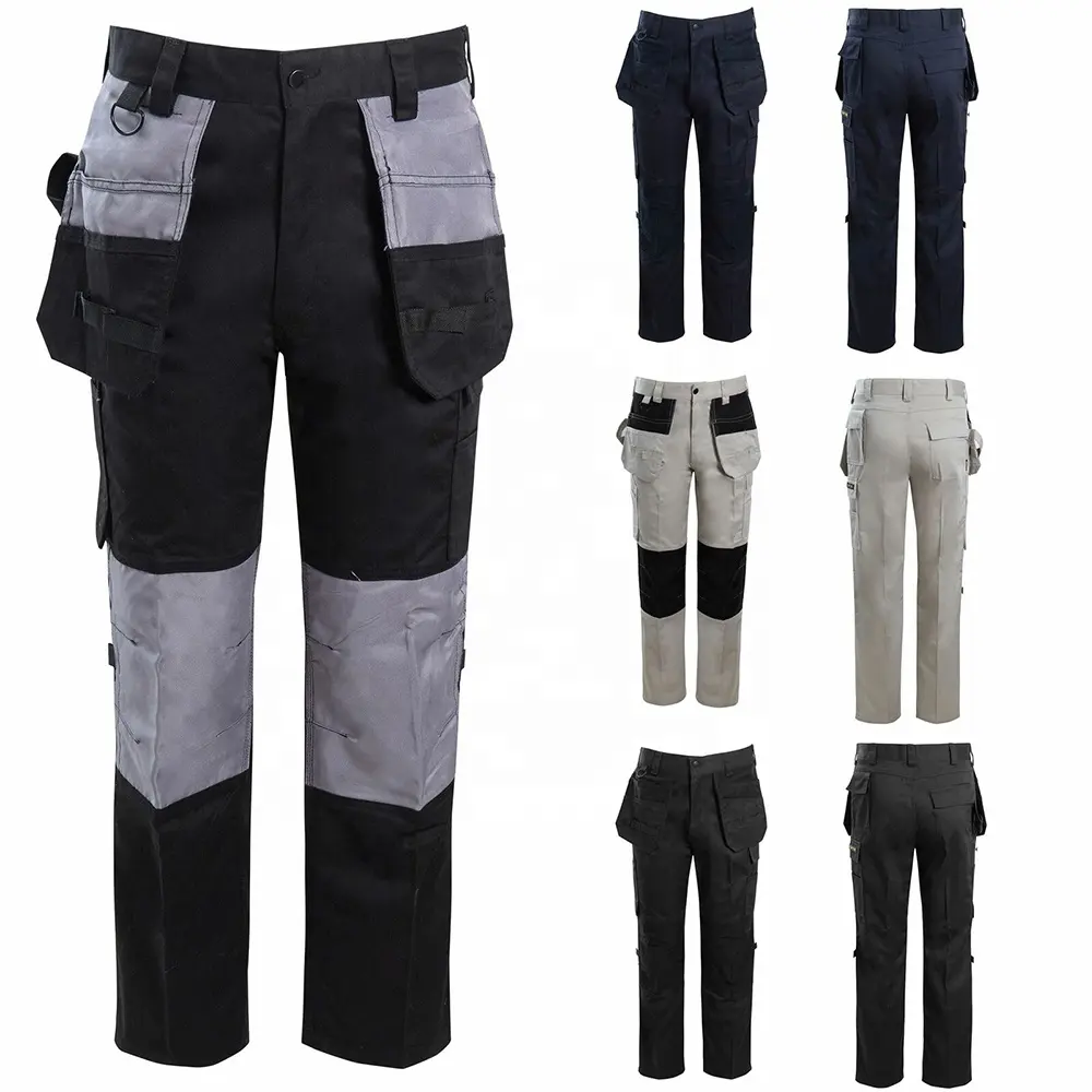 Multi-dip polyester/cotton multi-functional blue wear work trousers work pants