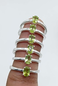 Natural Peridot Faceted Oval Prong <b>Set</b> <b>Silver</b> Plated <b>Ring</b> Handmade Green Gemstone <b>Ring</b> for Women Wholesale Jewelry - Product Image 2