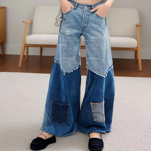 กางเกงยีนส์ทรงหลวมผ้าฝ้ายแท้ 100% สำหรับผู้หญิง ปี 2025 ระบายอากาศได้ดี ขากว้าง ปักลาย แห้งเร็ว - Product Image 6