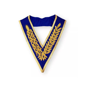 Collier de régalia maçonnique de haute qualité, collier d'officier maçonnique de haute qualité, broderie faite à la main, collier de régalia de la franc-maçonnerie - Product Image 1