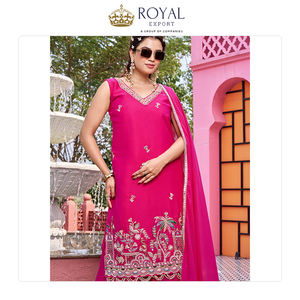 ผู้ส่งออกชาวอินเดียนำเสนอชุดชาราร่าคุณภาพดีเยี่ยม ผ้าจอร์เจตต์เนื้อหนา พร้อมเสื้อและผ้าคลุมไหล่ เหมาะสำหรับงานปาร์ตี้และงานเทศกาล - Product Image 4