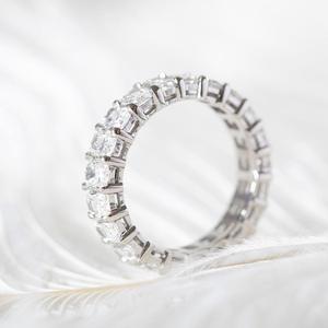 4*3 mm Radiant Cut Lab Grown Diamond Full Eternity <b>Ring</b> Shared Claw Prong Basket Setting 14K White Gold IGI certified diamond - Product Image 5