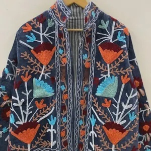 Boho Chic Suzani Velvet Jacket Women Floral Embroidered Short <b>Coat</b> Handmade Autumn Winter Wear - Product Image 2
