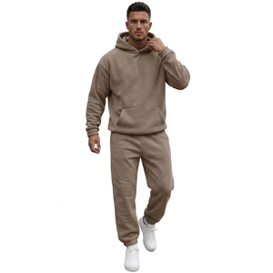Custom Mens Full <b>Zip</b> Fleece Tracksuit Set Adjustable Hood Split <b>Pockets</b> Tapered <b>Joggers</b> Wholesale - Product Image 4
