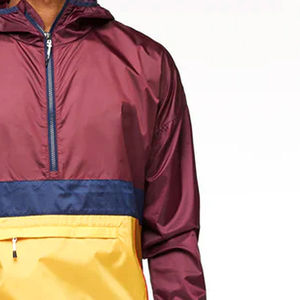 Custom Logo <b>Men's</b> Retro Color Block <b>Half</b> <b>Zip</b> Windbreaker Hooded Pullover <b>Jacket</b> Lightweight Waterproof Outdoor Anorak Coat - Product Image 6