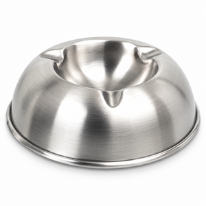 Cendrier en acier inoxydable avec couvercle en forme de dôme, en métal argenté brossé, porte-cigarettes pour table extérieure et patio - Product Image 1