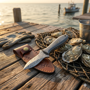 มีดเปิดหอยนางรมด้ามกระดูกเหล็กดามัสกัสแบบเป็นมิตรกับสิ่งแวดล้อม พร้อมปลอกมีด อุปกรณ์ทำอาหารทะเล อุปกรณ์ครัวสำหรับเปิดเปลือกหอย - Product Image 6